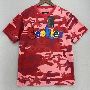 Cookies DEADSTOCK Red Camo Rainbow‎ T-shirt Men’s S Camouflage Skate Rare Fire